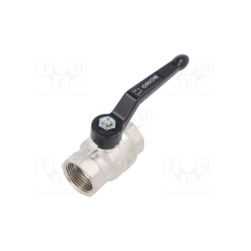 1 pcs x PNEUMAT-334.05-EF - Mechanical ball valve, max.25bar, nickel plated brass, -15÷90°C