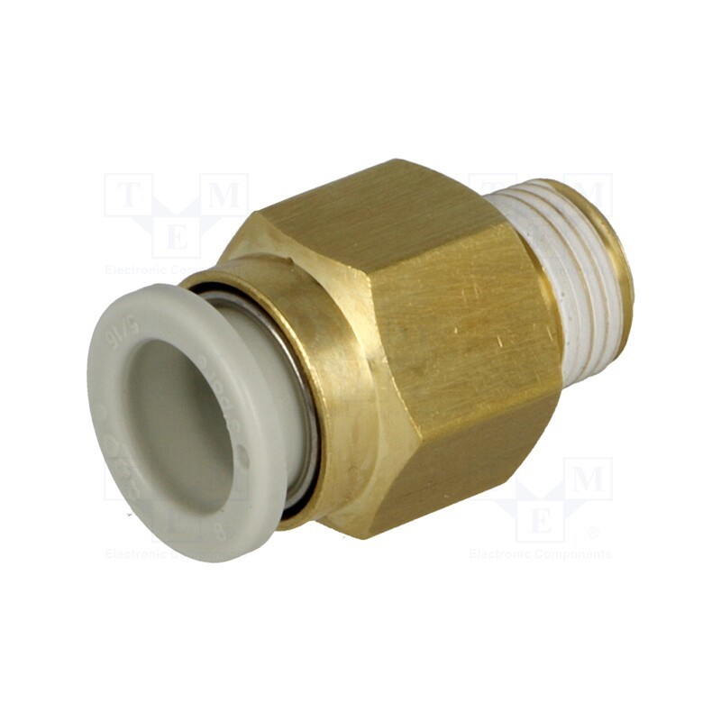 1 pcs x SMC-KQ2H08-01AS - Push-in fitting, threaded,straight, -1÷10bar, brass, -5÷60°C