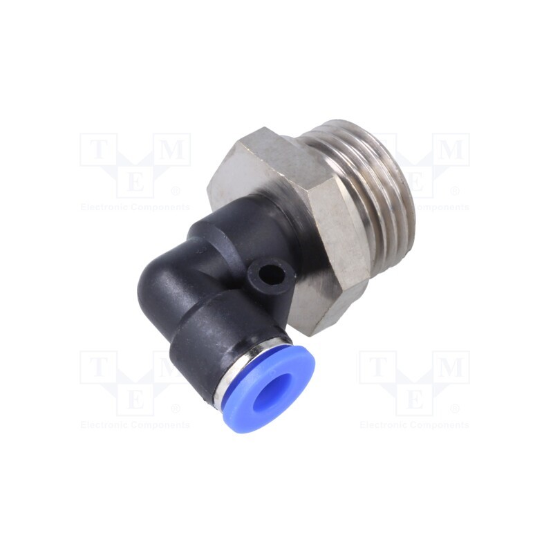 1 pcs x PNEUMAT-125.012-6 - Push-in fitting, angled, -0.95÷15bar, PBT, Thread: G 1/2', 0÷60°C