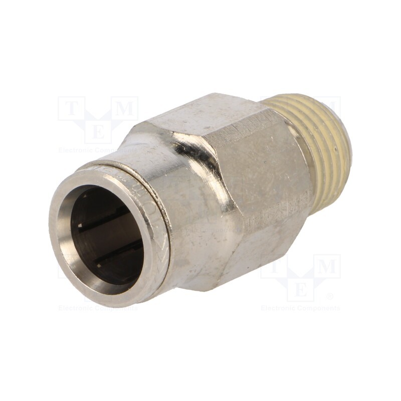 1 pcs x NORGREN HERION-101251028 - Push-in fitting, straight, nickel plated brass, Thread: BSP 1/4'