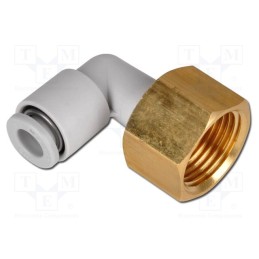 1 pcs x SMC-KQ2LF04-02A - Push-in fitting, threaded,angled 90°, -1÷10bar, Thread: Rc 1/4'