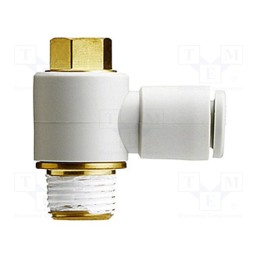1 pcs x SMC-KQ2V08-01AS - Push-in fitting, threaded,angled 90°, -1÷10bar, Thread: R 1/8'