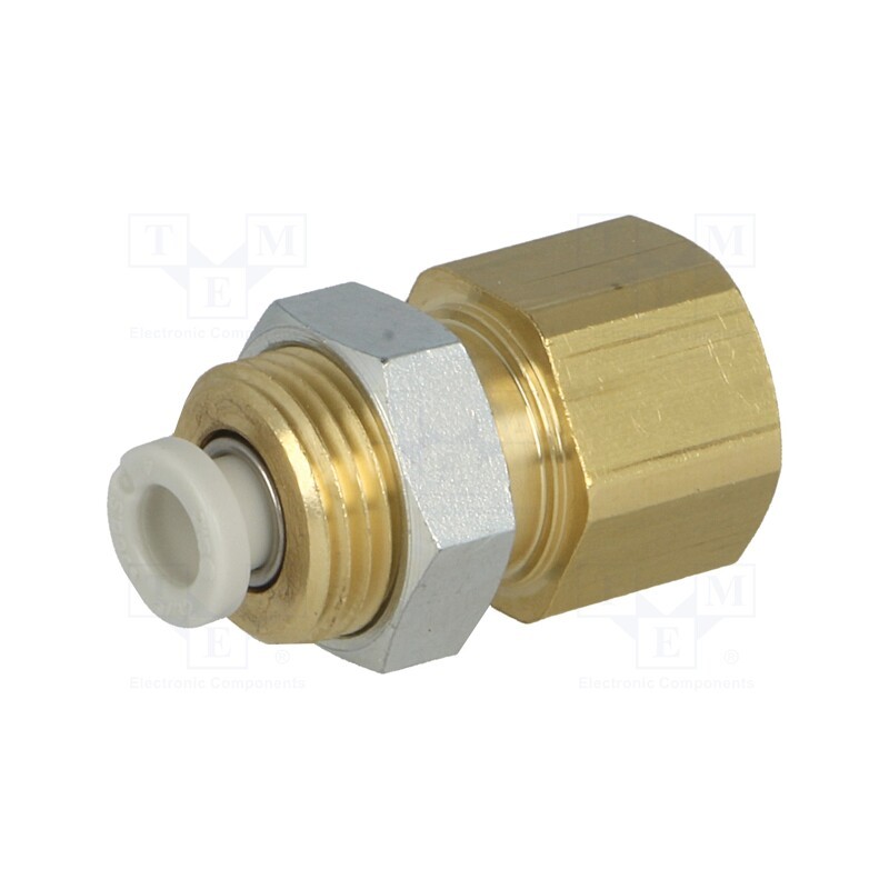 1 pcs x SMC-KQ2E04-01A - Push-in fitting, threaded,straight, -1÷10bar, brass, -5÷60°C