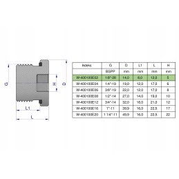 Hydraulic plug inch for 1 8 Warynski hexagon socket