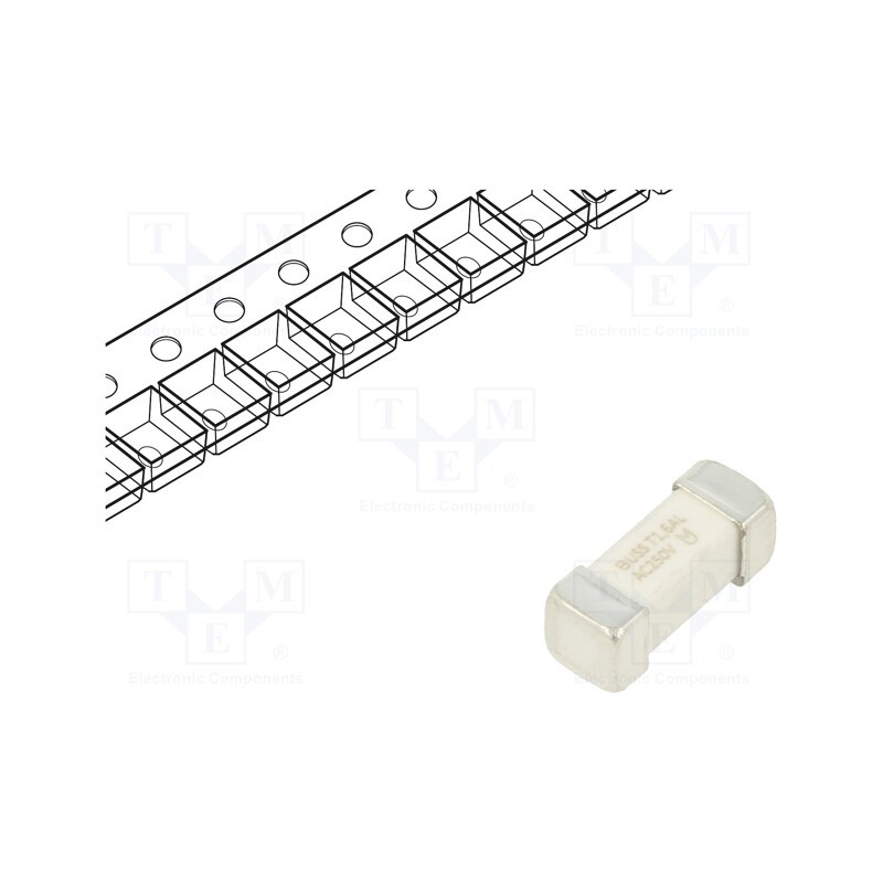 1 pcs x EATON/BUSSMANN - TR-1245UMFT1-6-R - Fuse: fuse, time-lag, 1.6A, 250VAC, soldered,SMD, ceramic, 1245UMFT
