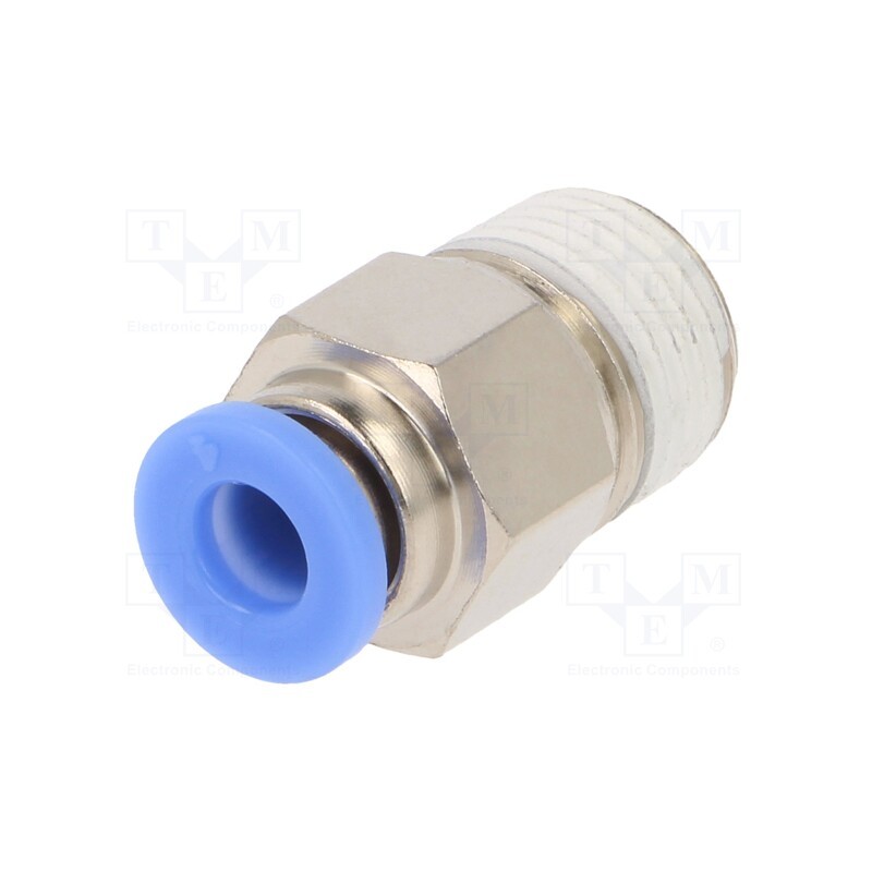 1 pcs x PNEUMAT-PCR-184 - Push-in fitting, straight, -0.95÷10bar, nickel plated brass