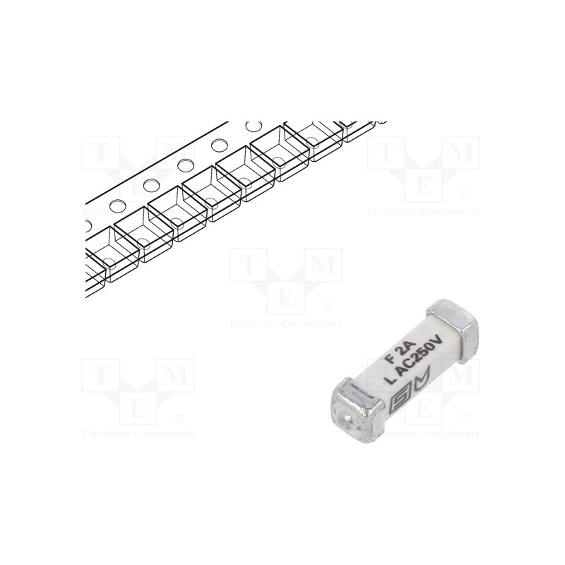 1 pcs x SCHURTER - 3405.0169.24 - Fuse: fuse, quick blow, 2A, 250VAC, 125VDC, SMD, ceramic, 3x10.1mm