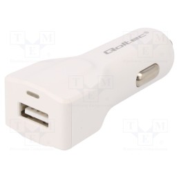 1 pcs x QOLTEC - 50129 - USB power supply, USB A socket, Sup.volt: 12÷24VDC, 5V/2.4A