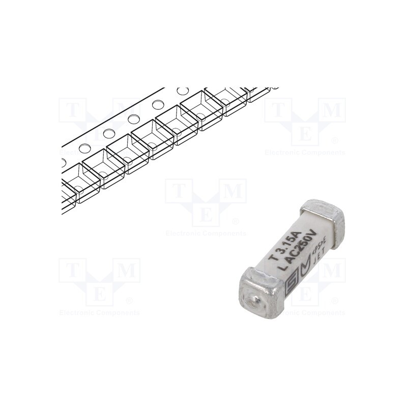 1 pcs x SCHURTER - 3403.0171.24 - Fuse: fuse, time-lag, 3.15A, 250VAC, 125VDC, SMD, ceramic, 3x10.1mm