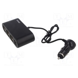 1 pcs x SAVIO - SAVAUTOSA-024 - Cigarette lighter splitter, 5V/3.1A, black, 120W, 0.55m