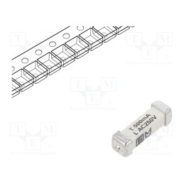 1 pcs x SCHURTER - 3403.0163.24 - Fuse: fuse, time-lag, 500mA, 250VAC, 125VDC, SMD, ceramic, 3x10.1mm
