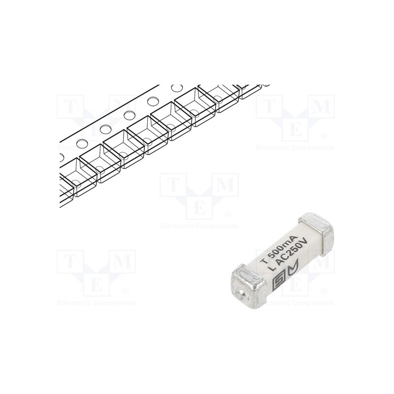 1 pcs x SCHURTER - 3403.0163.24 - Fuse: fuse, time-lag, 500mA, 250VAC, 125VDC, SMD, ceramic, 3x10.1mm