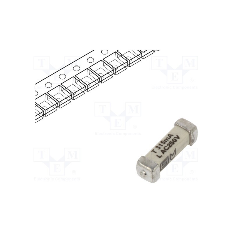 1 pcs x SCHURTER - 3403.0161.24 - Fuse: fuse, time-lag, 315mA, 250VAC, 125VDC, SMD, ceramic, 3x10.1mm