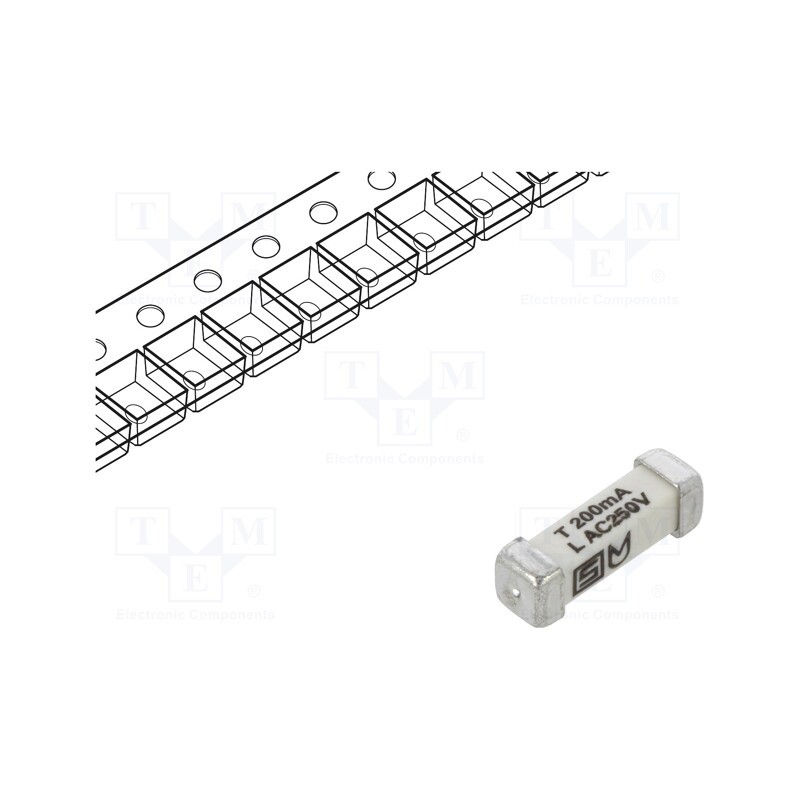 1 pcs x SCHURTER - 3403.0159.24 - Fuse: fuse, time-lag, 200mA, 250VAC, 125VDC, SMD, ceramic, 3x10.1mm