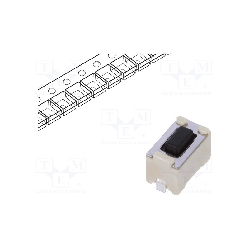 2 pcs x ALPS - SKQMASE010 - Microswitch TACT, SPST, Pos: 2, 0.05A/12VDC, SMT, 1.6N, 6x3.5x3.5mm
