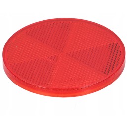 Red reflector, round, glued, 80mm