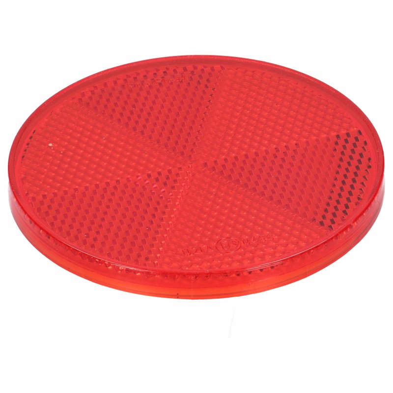 Red reflector, round, glued, 80mm
