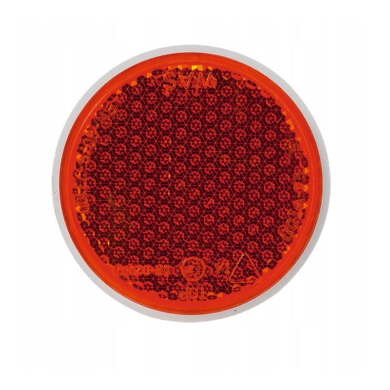Round reflector with orange screw, diameter 75mm
