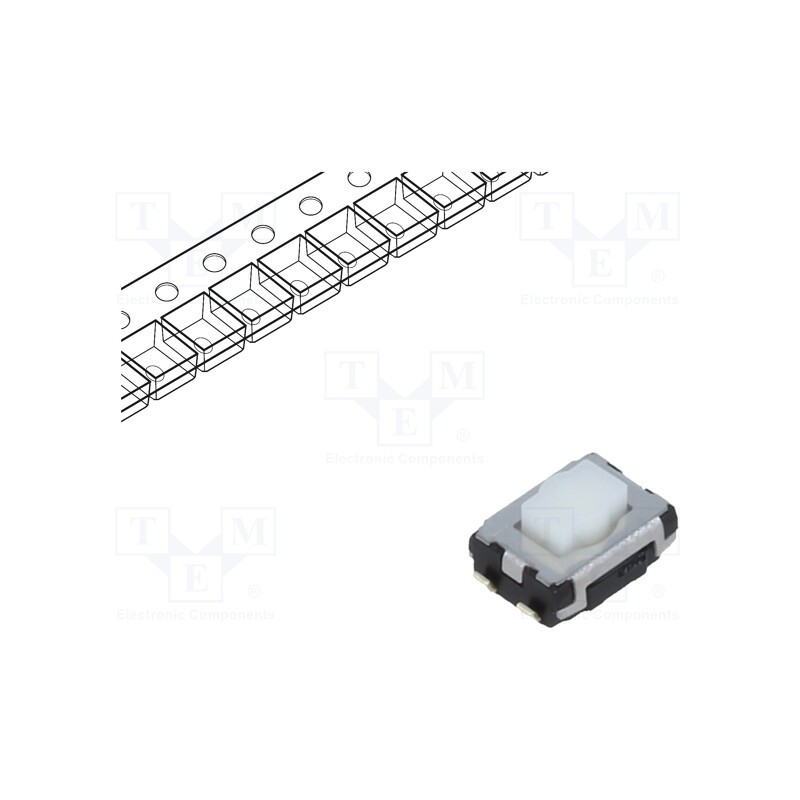 1 pcs x PANASONIC - EVQP2402W - Microswitch TACT, SPST, Pos: 2, 0.02A/15VDC, SMT, none, 2.5mm, white