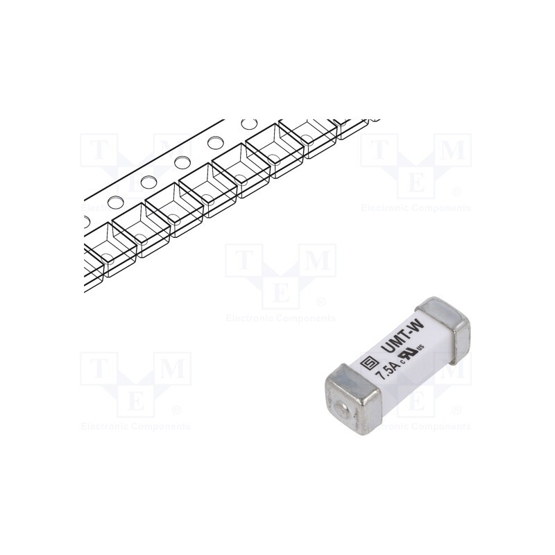 1 pcs x SCHURTER - 3-122-714 - Fuse: fuse, time-lag, 7.5A, 125VAC, 125VDC, SMD, ceramic, copper