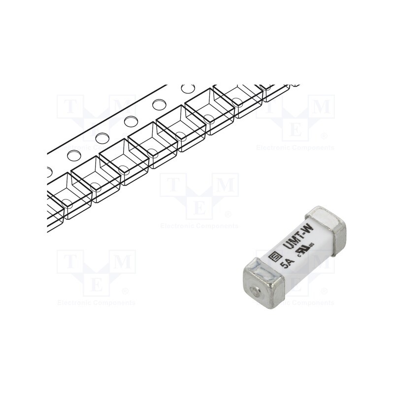 1 pcs x SCHURTER - 3-122-712 - Fuse: fuse, time-lag, 5A, 125VAC, 125VDC, SMD, ceramic, copper, UMT-W