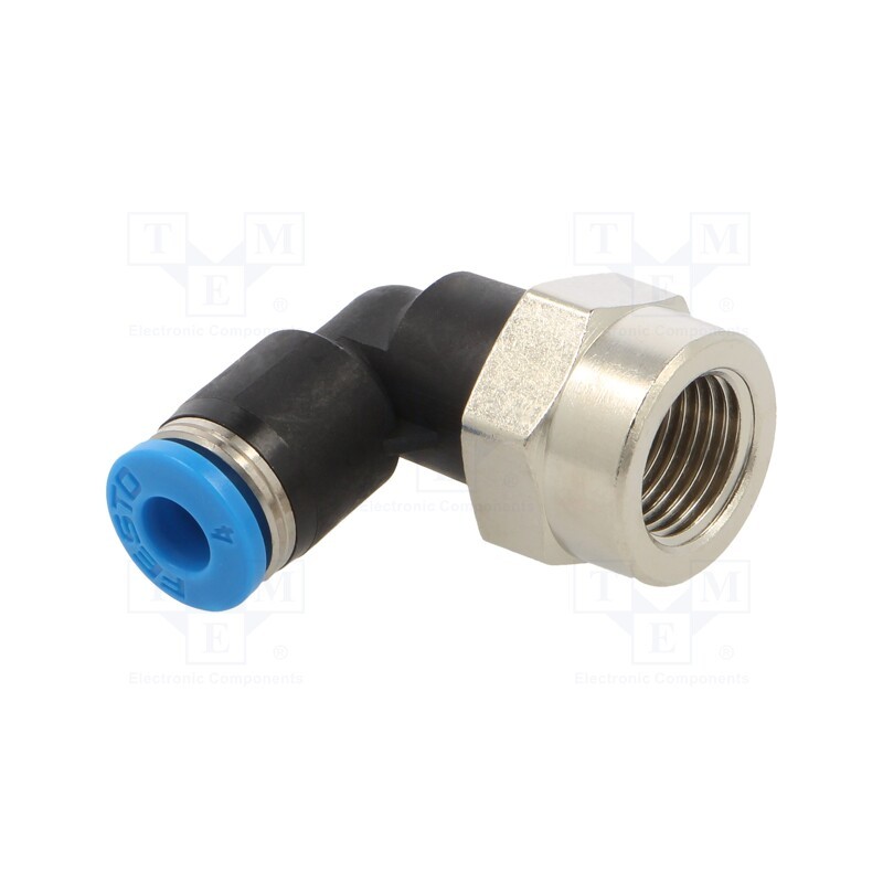 1 pcs x FESTO-153273 - Push-in fitting, angled 90°, -0.95÷6bar, Gasket: NBR rubber, QS