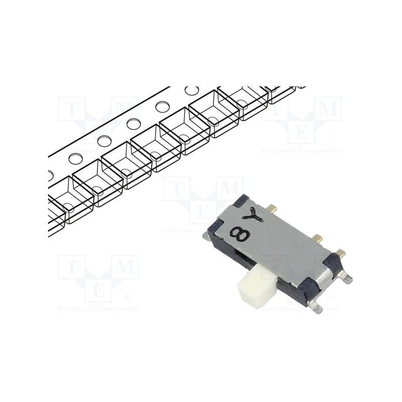 1 pcs x Nidec Copal Electronics - CUS-12TB - Switch: slide, Pos: 2, SPDT, 0.3A/4VDC, ON-ON, SMT, Leads: curved