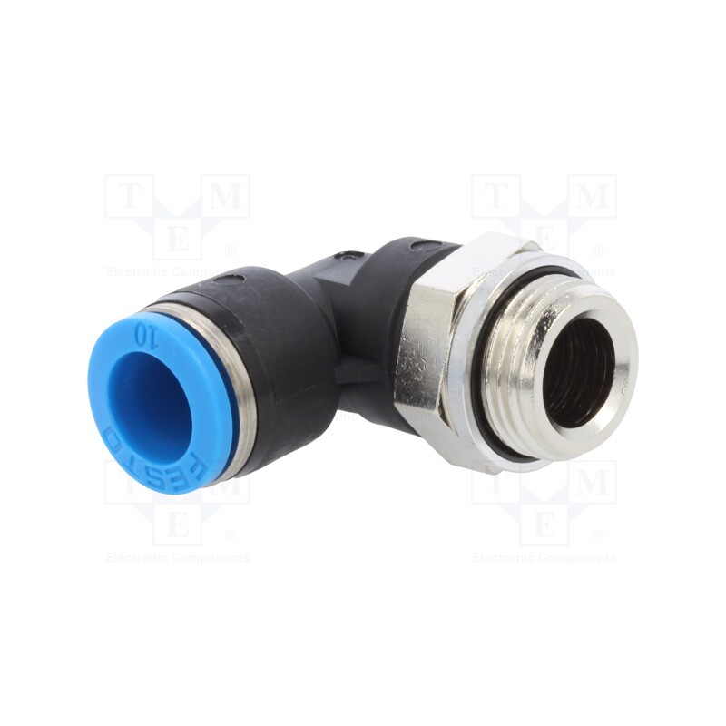 1 pcs x FESTO-186123 - Push-in fitting, angled 90°, -0.95÷6bar, Gasket: NBR rubber, QS