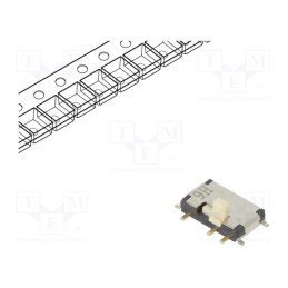 1 pcs x Nidec Copal Electronics - CUS-22TB - Switch: slide, Pos: 2, DPDT, 0.3A/4VDC, ON-ON, SMT, Leads: curved