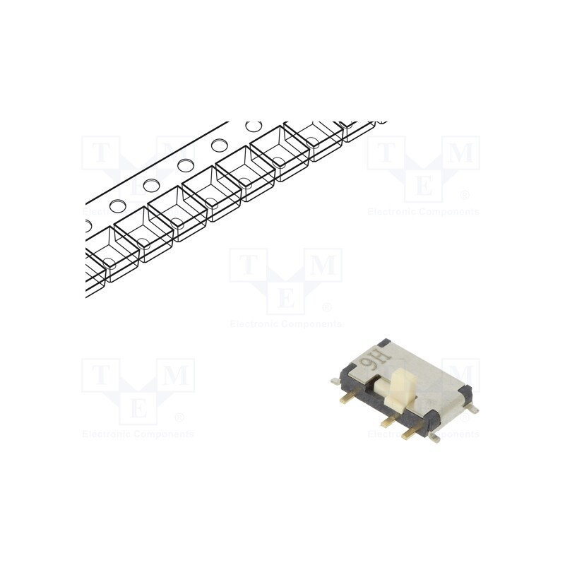 1 pcs x Nidec Copal Electronics - CUS-22TB - Switch: slide, Pos: 2, DPDT, 0.3A/4VDC, ON-ON, SMT, Leads: curved