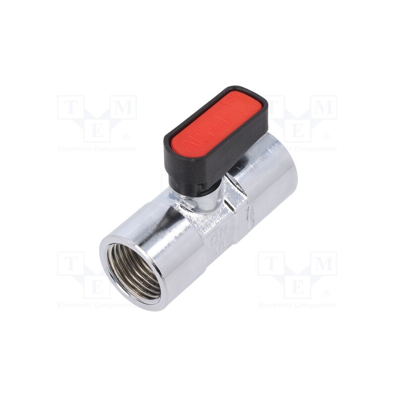 1 pcs x PNEUMAT-6300 1/2-1/2 - Mechanical ball valve, max.20bar, nickel plated brass, -20÷80°C