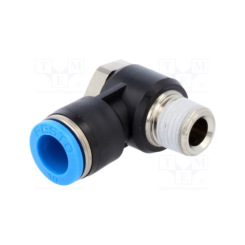 1 pcs x FESTO-153092 - Push-in fitting, angled 90°, -0.95÷6bar, Gasket: NBR rubber, QS