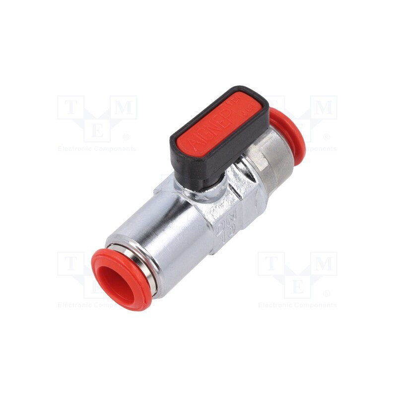 1 pcs x PNEUMAT-1702306 - Mechanical ball valve, max.20bar, nickel plated brass, 10mm