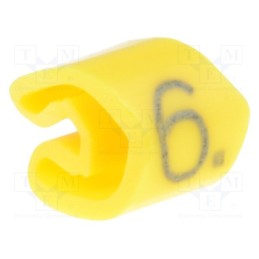 200 pcs x WEIDMu00dcLLER - 252611520 - Markers, Marking: 6, 3÷5mm, PVC, yellow, -30÷80°C, leaded, UL94V-0