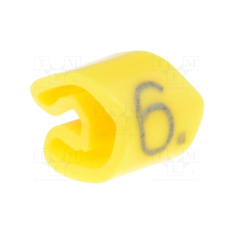 200 pcs x WEIDMu00dcLLER - 252611520 - Markers, Marking: 6, 3÷5mm, PVC, yellow, -30÷80°C, leaded, UL94V-0