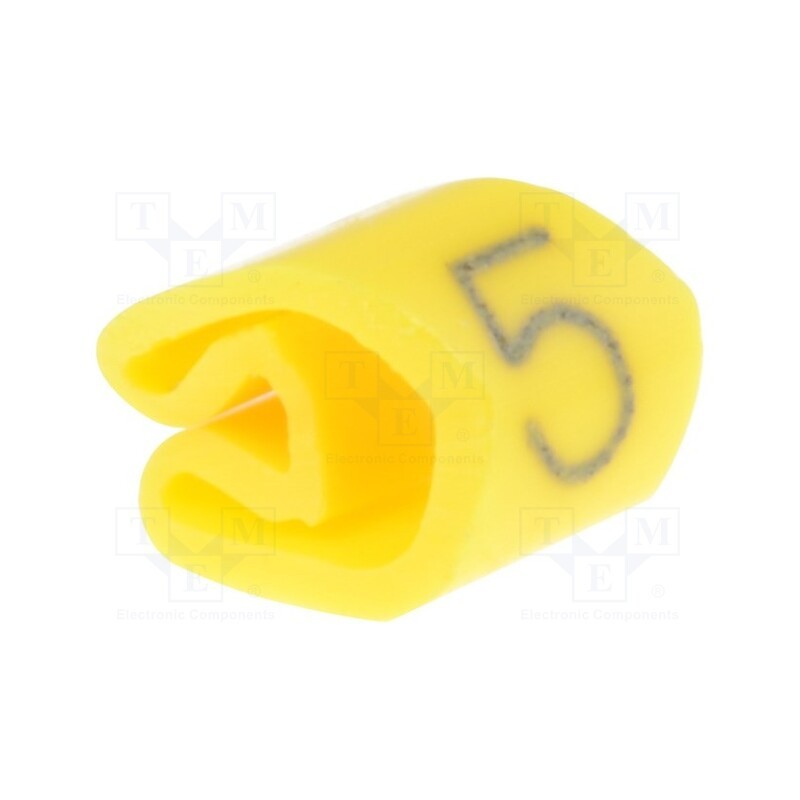 200 pcs x WEIDMu00dcLLER - 252611517 - Markers, Marking: 5, 3÷5mm, PVC, yellow, -30÷80°C, leaded, UL94V-0