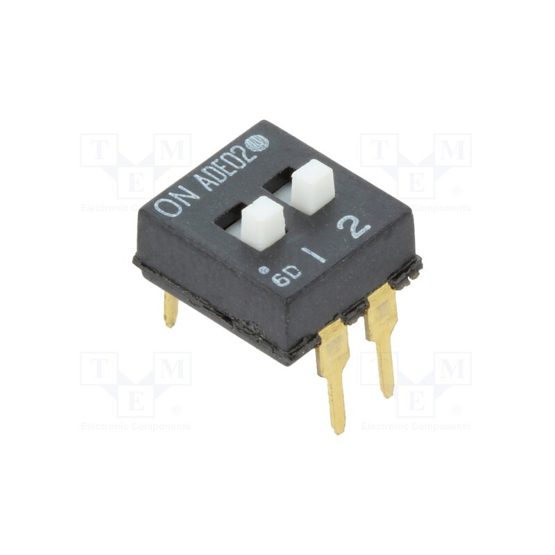 2 pcs x TE Connectivity - 1825360-1 - Switch: DIP-SWITCH, Poles number: 2, ON-OFF, 0.1A/24VDC, Pos: 2