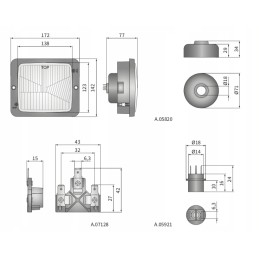H4 type headlight with frame 172x142 re 22879