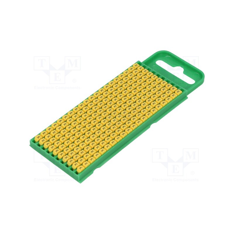 200 pcs x HELLERMANNTYTON - 561-00114 - Markers, Marking: K, 0.8÷2.2mm, polyamide, yellow, -40÷85°C, WIC