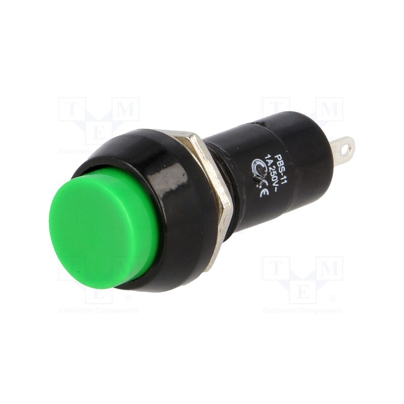 2 pcs x - PS11AGN - Switch: push-button, Pos: 2, SPST-NO, 1A/250VAC, OFF-ON, Ø12mm