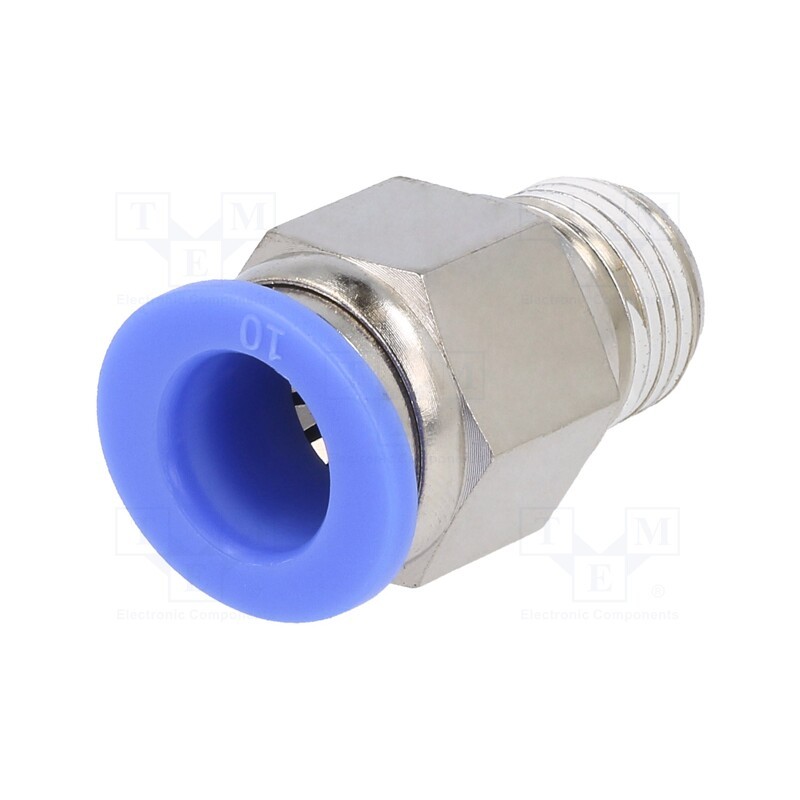 2 pcs x PNEUMAT-123.014-10 - Push-in fitting, straight, -0.95÷15bar, nickel plated brass