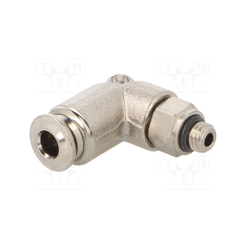 1 pcs x AIGNEP-57116 4-M5 - Push-in fitting, angled, -0.99÷20bar, nickel plated brass