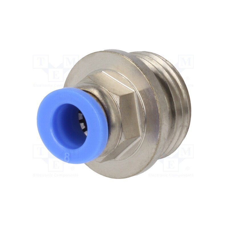 1 pcs x PNEUMAT-122.012-8 - Push-in fitting, straight, -0.95÷15bar, nickel plated brass