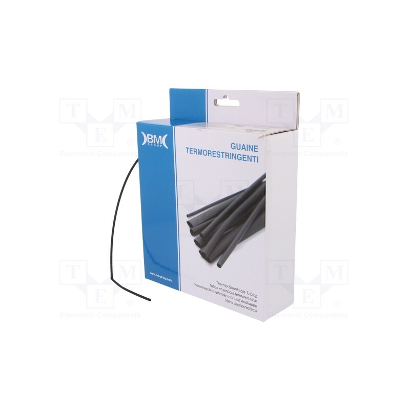 1 rol x BM GROUP - GBS016MNE - Heat shrink sleeve, glueless, 2: 1, 1.6mm, L: 12m, polyolefine