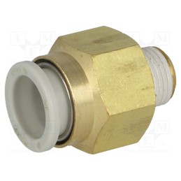 1 pcs x SMC-KQ2H10-01AS - Push-in fitting, threaded,straight, -1÷10bar, brass, -5÷60°C