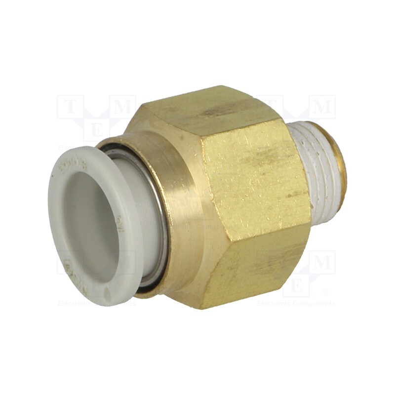 1 pcs x SMC-KQ2H10-01AS - Push-in fitting, threaded,straight, -1÷10bar, brass, -5÷60°C