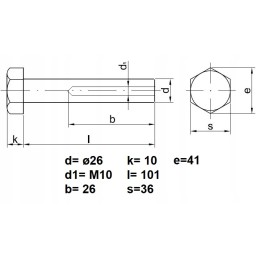 Pin shank screw internal thread m10 26x101mm