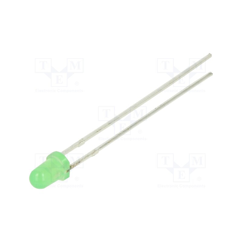 1 pcs x OPTOSUPPLY - OSG5DA3134A-5V - LED, 3mm, green, 1120÷1560mcd, 30°, Front: convex, 5V, No.of term: 2
