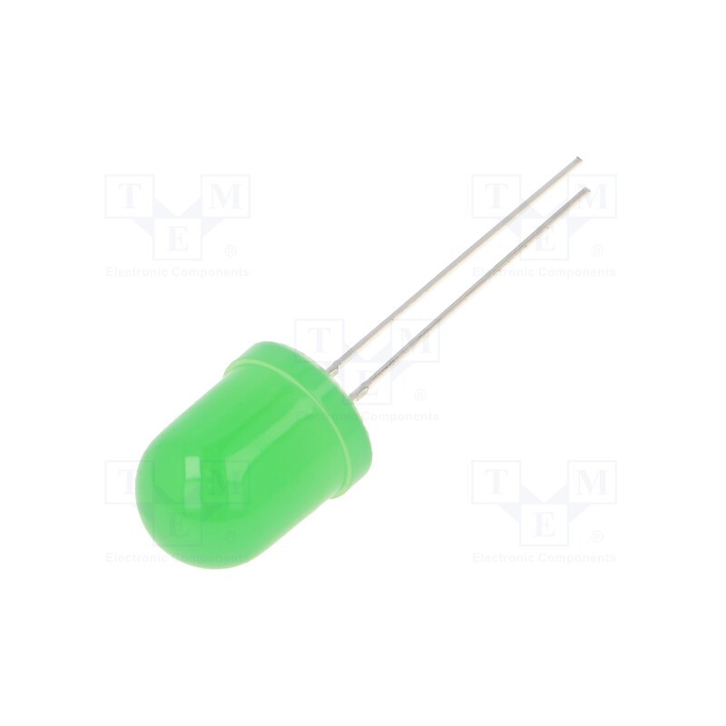 1 pcs x OPTOSUPPLY - OSG5DAA134A-12V - LED, 10mm, green, 1560÷2180mcd, 30°, Front: convex, 12V