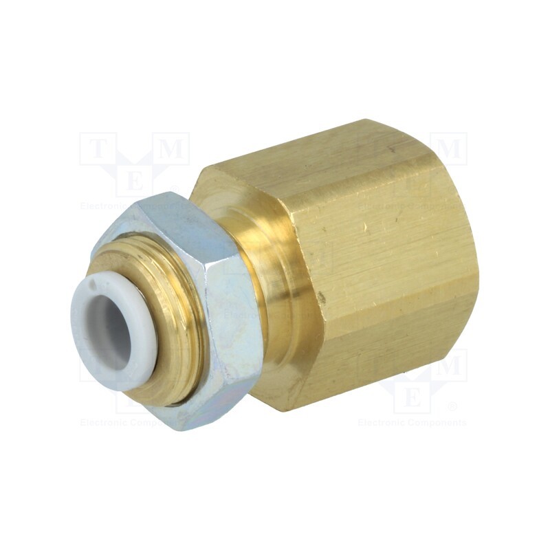 1 pcs x SMC-KQ2E06-03A - Push-in fitting, threaded,straight, -1÷10bar, brass, -5÷60°C